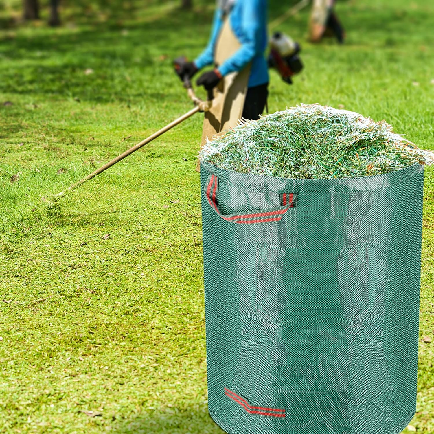 Colovis Garden Waste Bags, 4 Pack 80 Gallons Heavy Duty Gardening Bags with Coated Gardening Gloves Waterproof Reusable Lawn Pool Leaf Yard Waste Bags with 4 Handles : Patio, Lawn & Garden