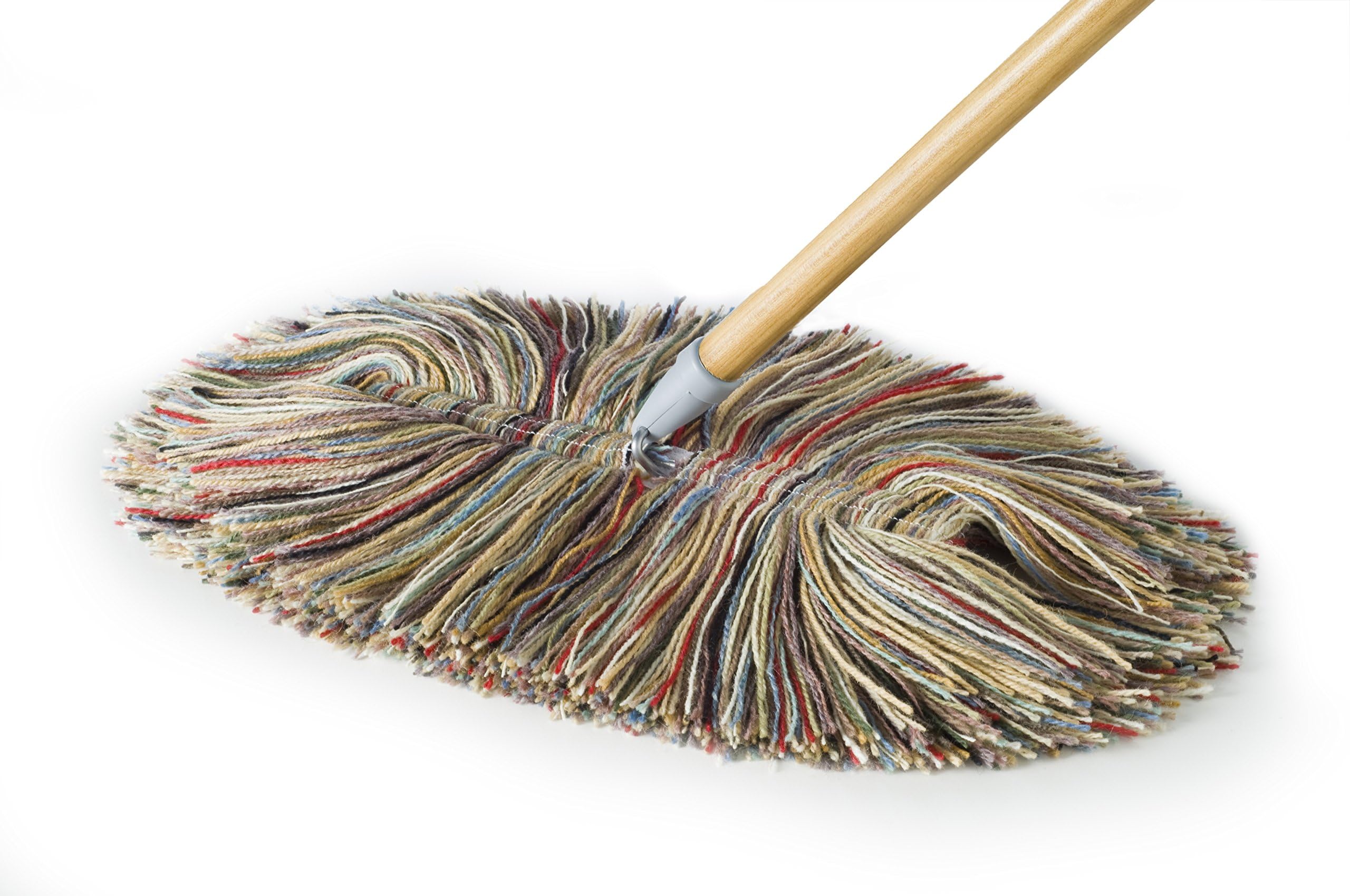 All Wool Dry Mop - Big Wooly with Wooden Handle - Made in The USA