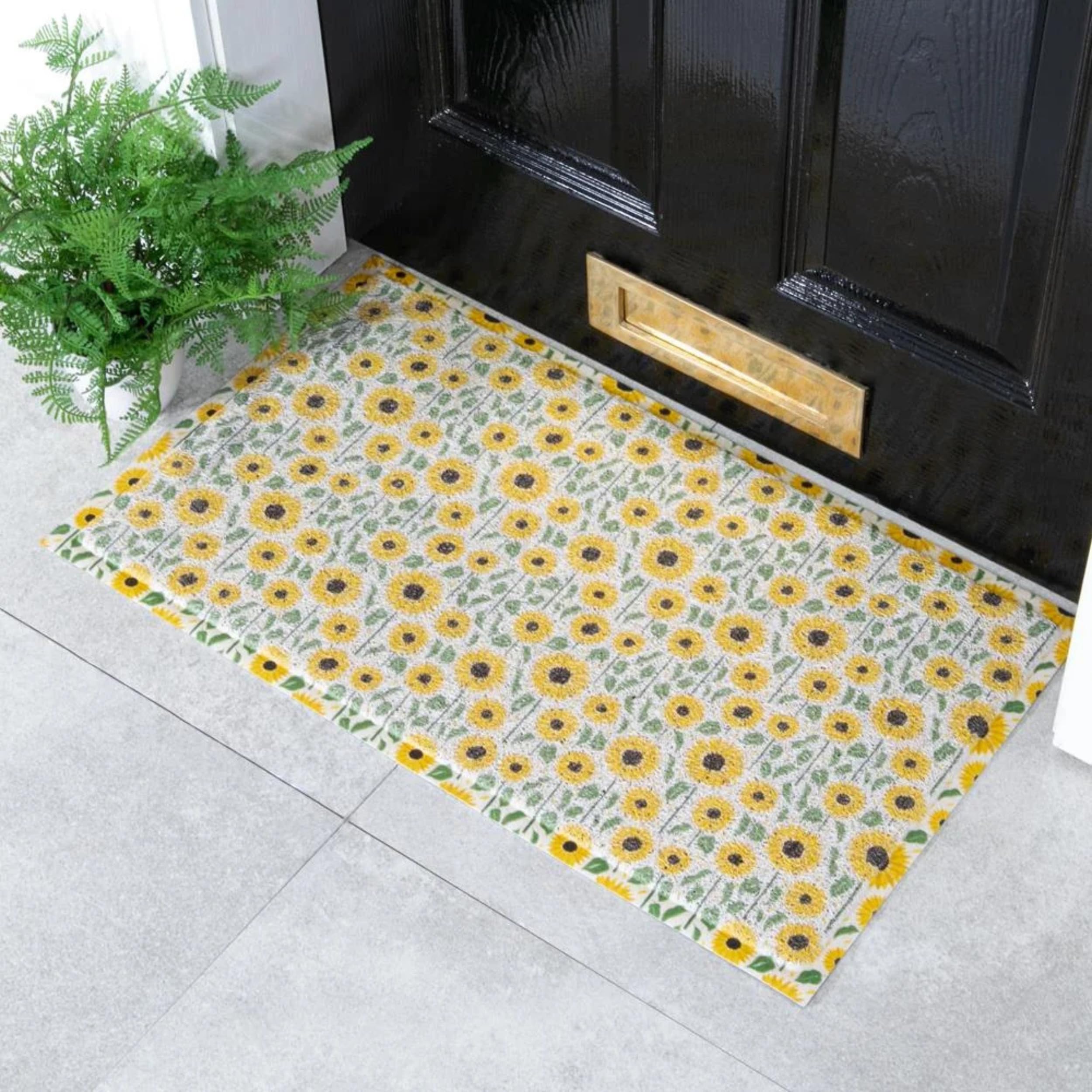 Artsy Mats Yellow Sunflower Pattern Indoor & Outdoor Door Mat - Incredibly & Weatherproof Doormats - Non Slip Mat, (90x60 cm)