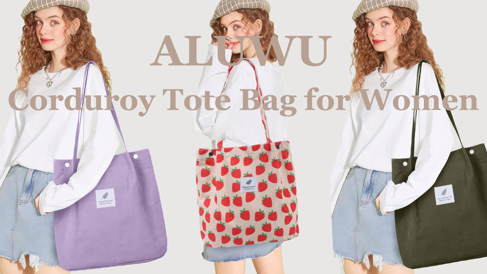 Bolso Tote de Pana para Mujer Pequeño con Bolsillo Interno miniatura 7