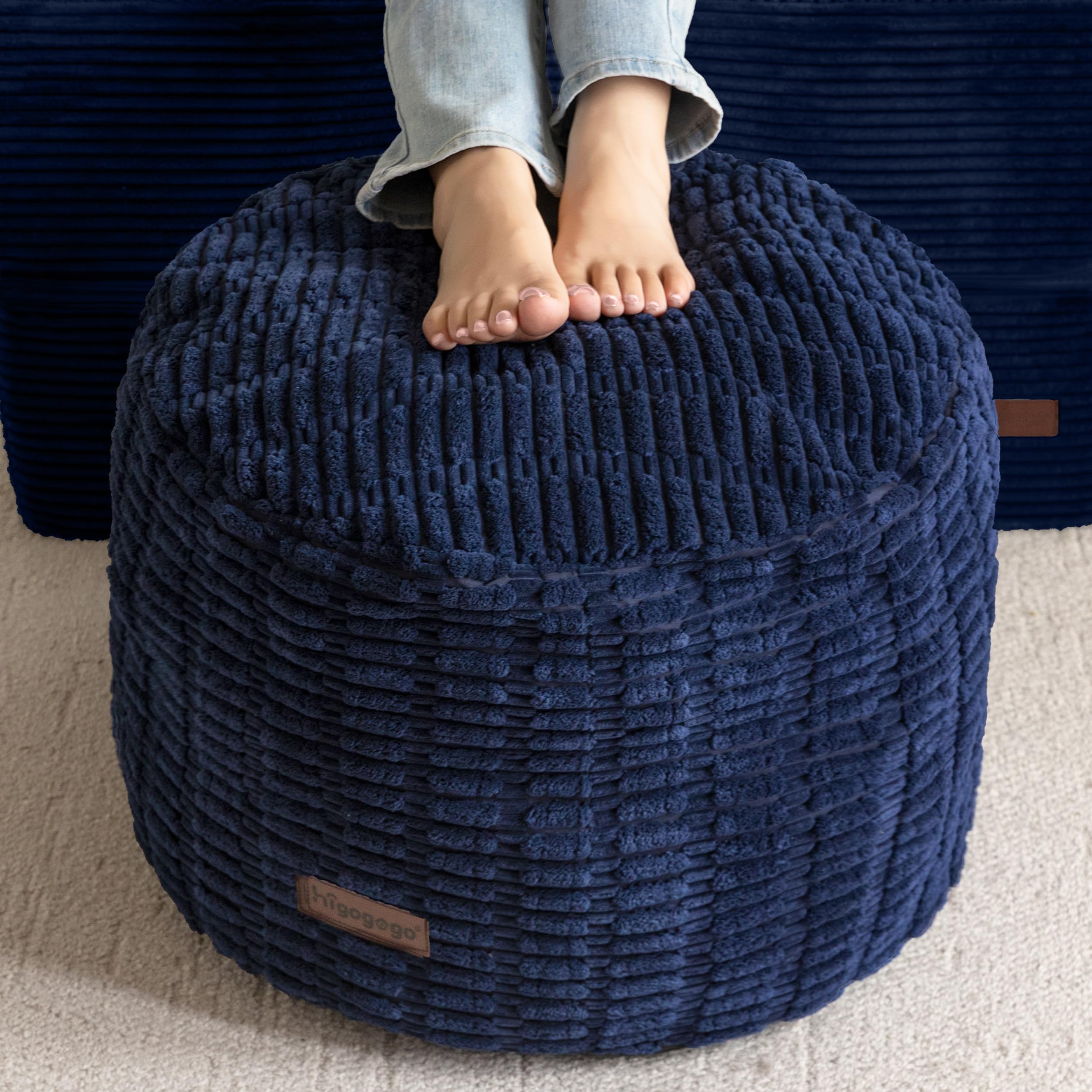 HIGOGOGO Pouf Ottoman Stuffed Round Modern Foam Filled Foot sold price at auction in Canada