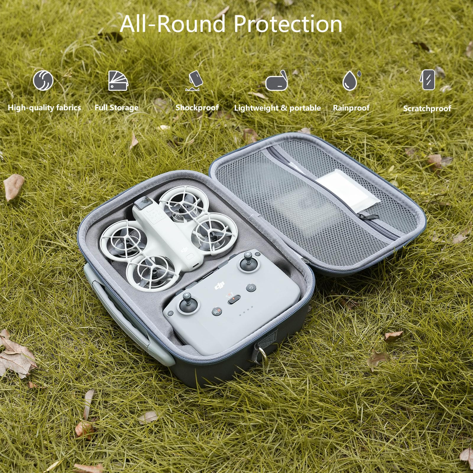 Funda de transporte para DJI Neo-Newest, bolsa de almacenamiento protectora de poliuretano portátil con cremallera YKK para DJI Neo Fly More Combo, control remoto RC-N3, batería de vuelo inteligente