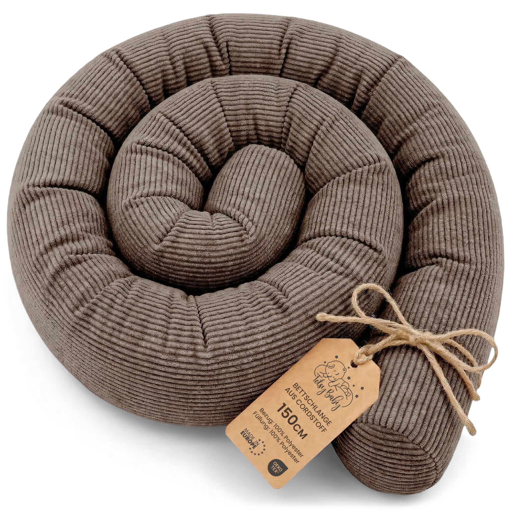 Totsy Baby Side sleeper bed snake body pillow 150 cm Lincoln long bed roll sleeping neck headrest Brown B โ image 1