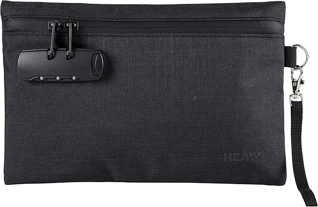 Heavy Safe Lock Bag - Premium Smell Proof Activated Carbon Lined Zip Storage Bag With Combination Lock (27cm x 18cm)