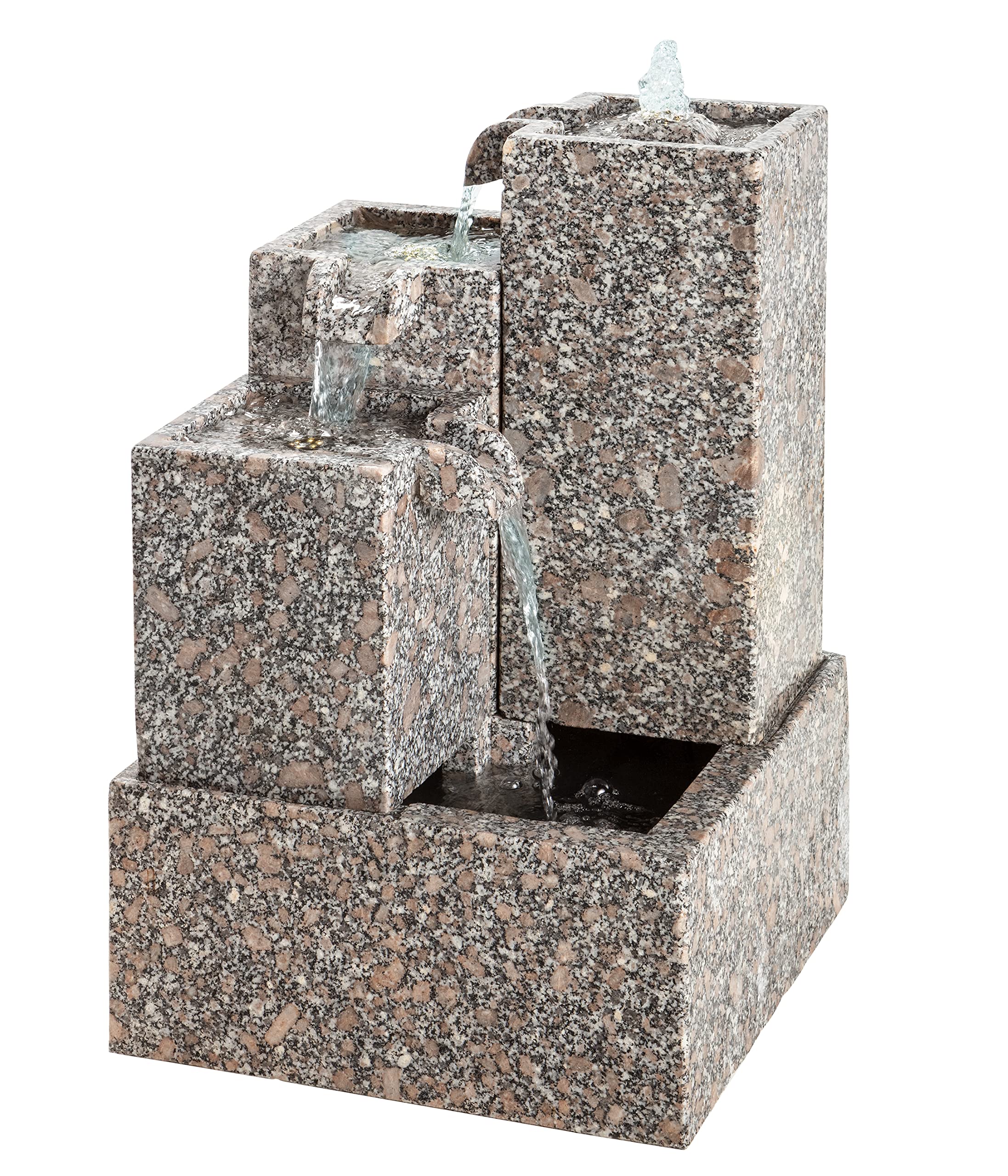 Dehner Gartenbrunnen Cascada mit LED Beleuchtung, ca. 65 x 43 x 43 cm, Granit, grau