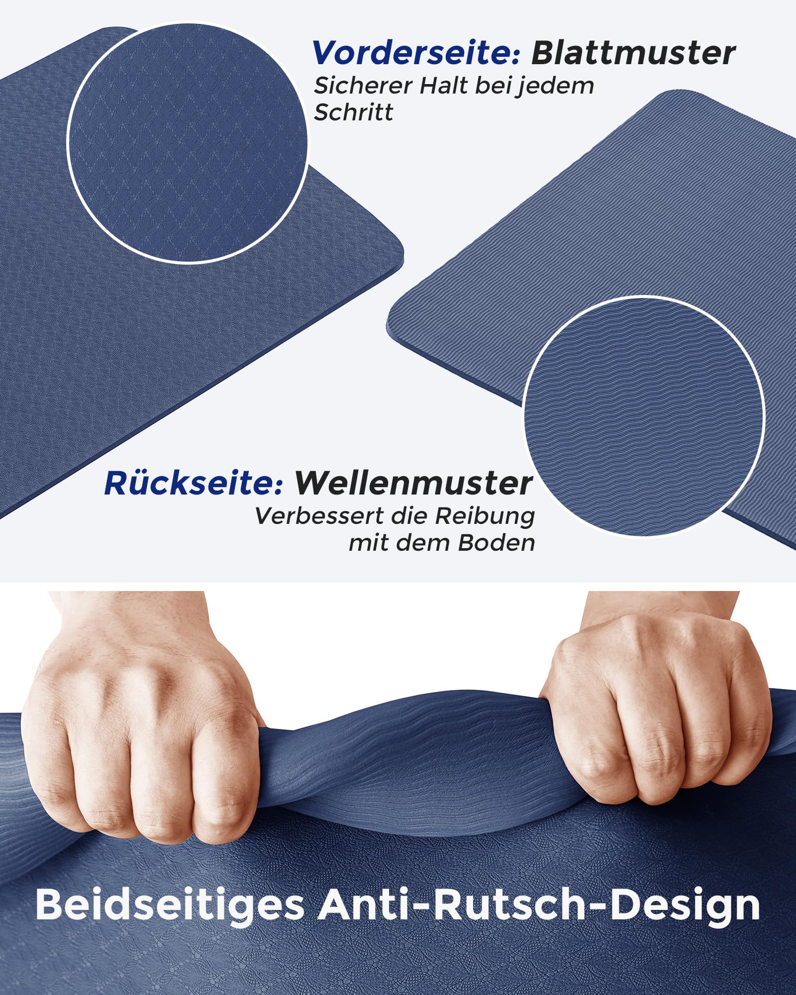 Oak & Tea Tappetino da yoga, tappetino da yoga spesso antiscivolo per donne/uomini, tappetini per esercizi per la casa palestra con cinghia di trasporto, tappetino ecologico in TPE per yoga, meditazione, pilates, 183 x 61 x 0,6 cm