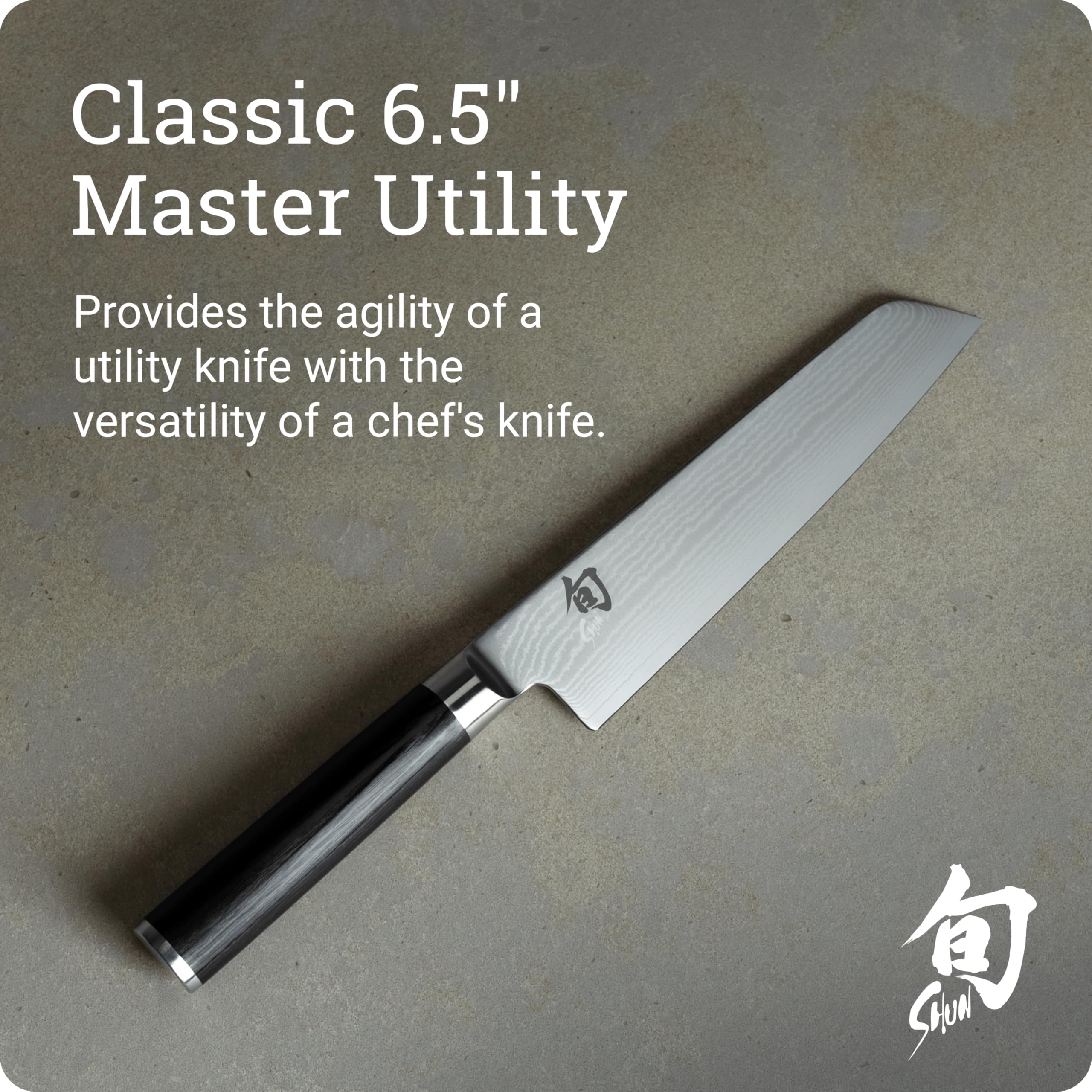 Shun Cutlery Classic Master Küchenmesser, 16,5 cm breit, perfekt für präzise Schnitte, ideal für die Zubereitung von Sandwiches oder Schneiden von kleinem Gemüse, handgefertigtes japanisches Messer