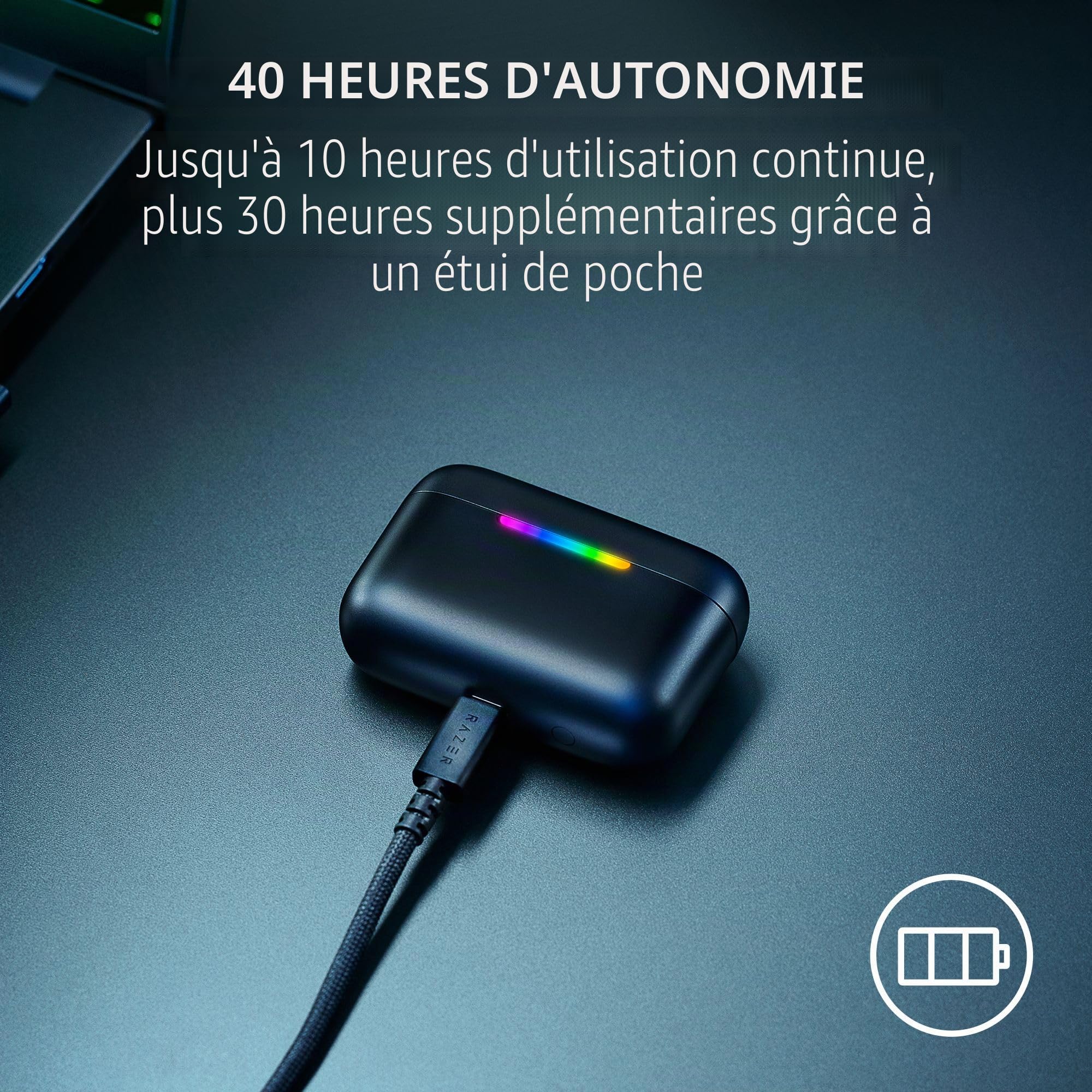 Écouteurs de Jeu Razer Hammerhead V3 HyperSpeed sans Fil Multi-Plateforme avec ANC – 2,4 GHz et Bluetooth 6.0, autonomie Jusqu’à 40 h, THX Spatial Audio, pour Smartphones, PC, Ordinateur Portable