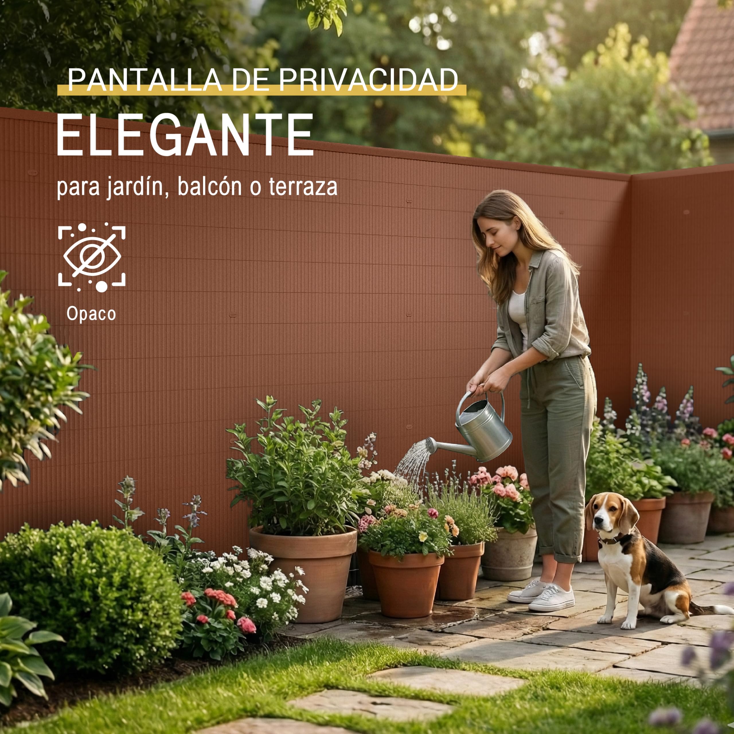 Sol Royal PVC Cañizo Jardin Ocultacion Exterior 140x300 cm Triple Refuerzo – Valla Privacidad con Clips y Perfil Remate – Pantalla para Balcón Resistente a Intemperie y Rayos UV – Marrón