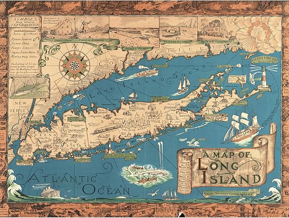 Anunciado PUBG: Extracción 10 91hrWrRLkGL. AC SY450 Smith 1933 Pictorial Map Long Island Ny History Large Wall Art Poster Print Thick Paper 18X24 Inch