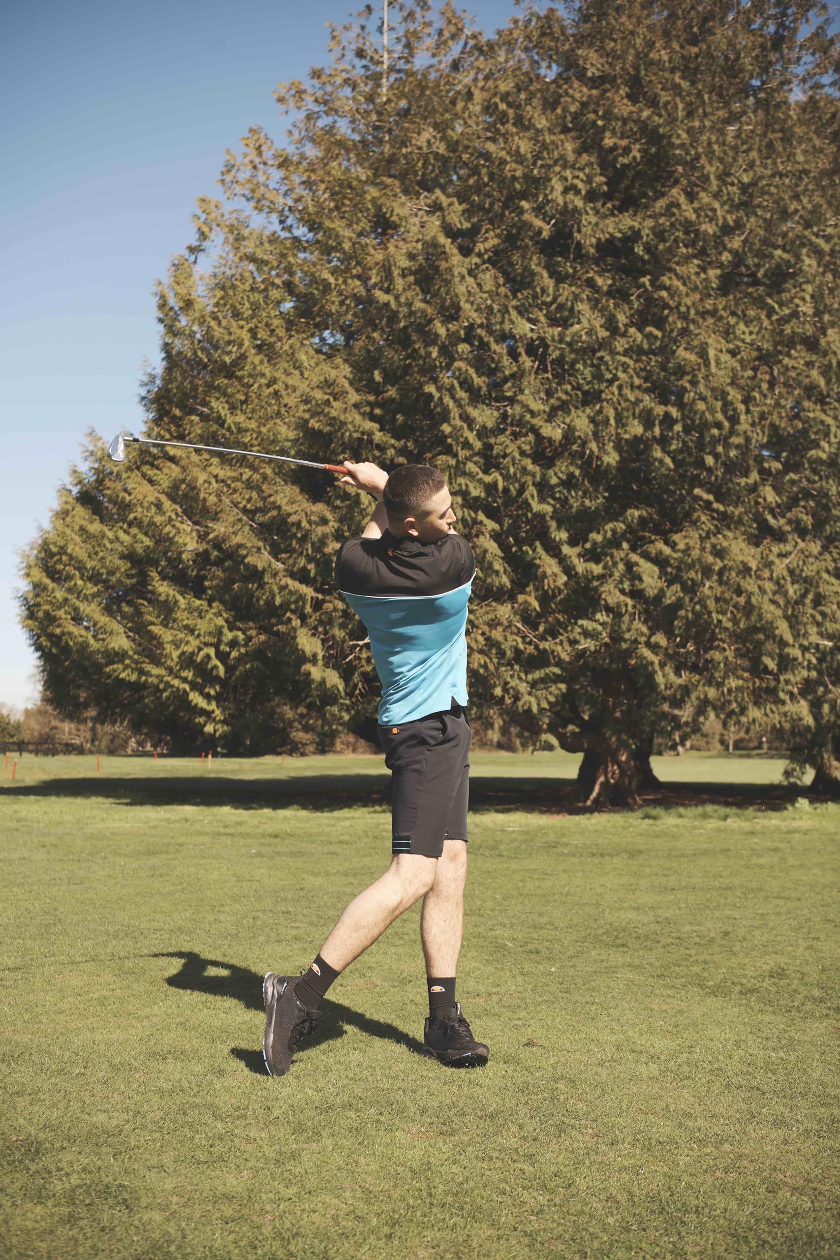 ELLESSE Fabbri męskie spodenki golfowe Regular Fit, Czarny/niebieski, 32W