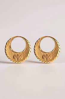1 Micron 22K Gold Plated Nattiyan Earrings For Men's Panjabi Boy | Gold Plated Brass Material Golden Hoop Studs Earrings Bali For Mens Fashion's