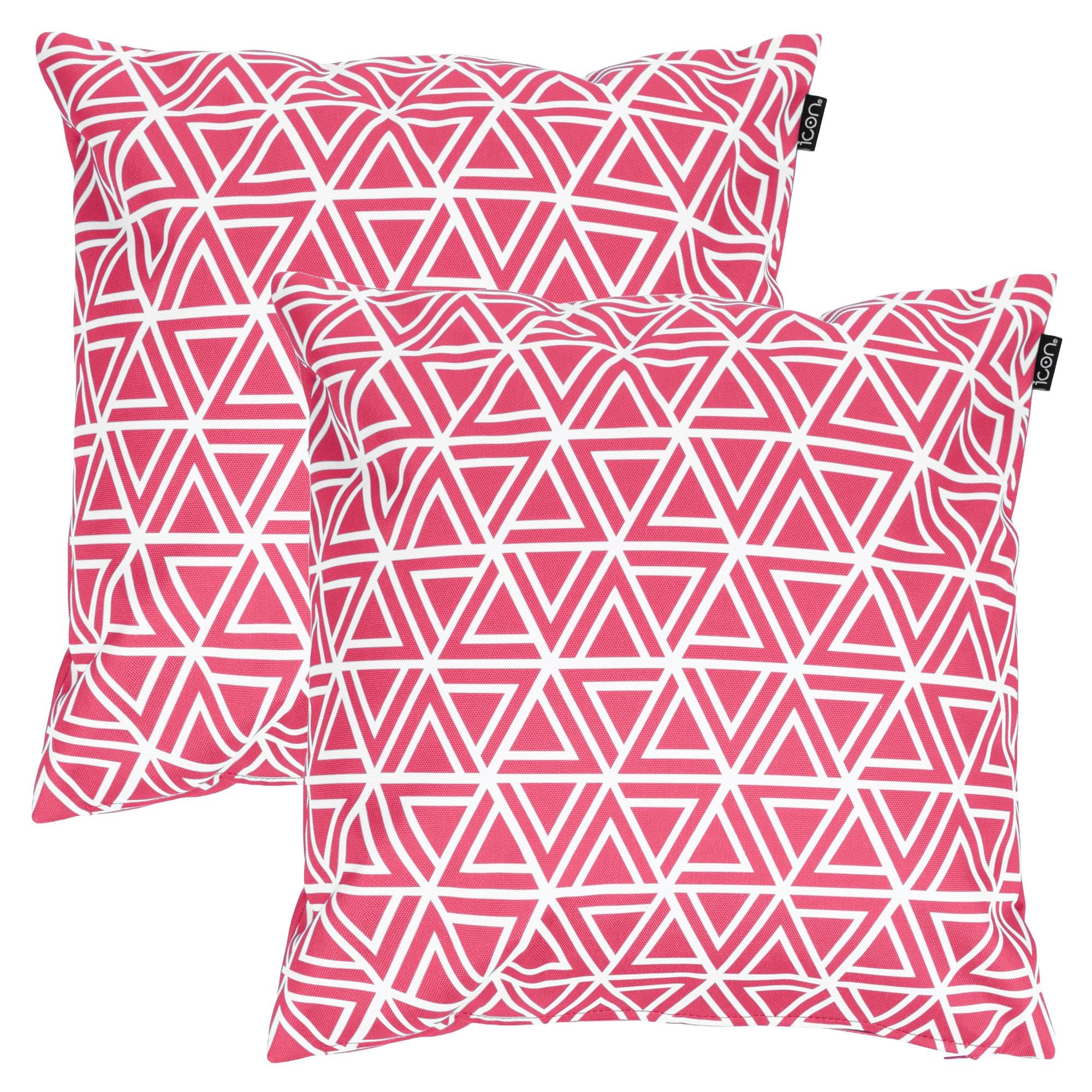 Bean Bag Bazaar Outdoor Cushions Filled, Geo Collection, Set of 2, Pink โ image 1