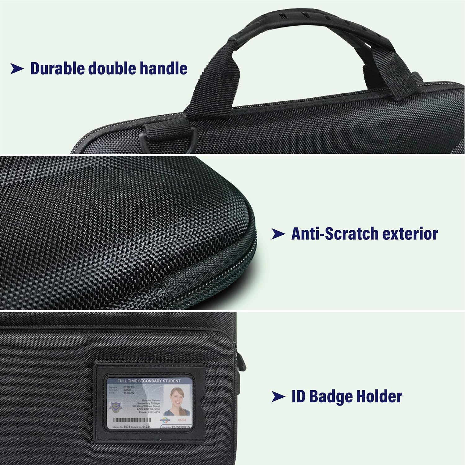 IBENZER EVA Stay-in Protective Case for 11" MacBook Air/Asus/Acer/Samsung/HP/Lenovo Chromebook Laptop, Hardshell Laptop Bag with ShoulderStrap+Handle+Pocket for K-12 Students,Work,Black, EVA-LSPK-BK