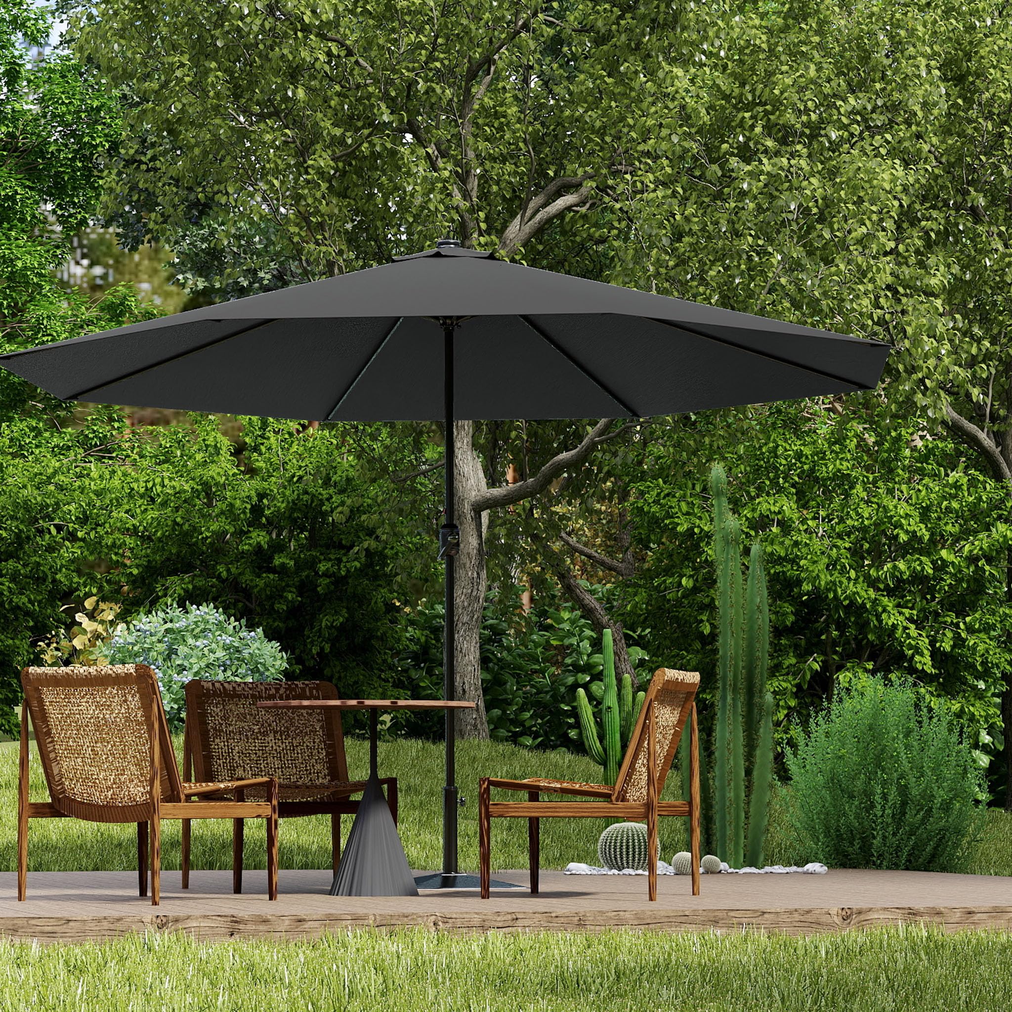 Froadp Ø3.5m Sombrilla de Jardín de Protección UV, Paragua de Playa Octogonal con Ø38mm Mango, Equipo Portátil de Sombreado para Exteriores para Balcón Terraza Piscina Patio (Gris Oscuro)