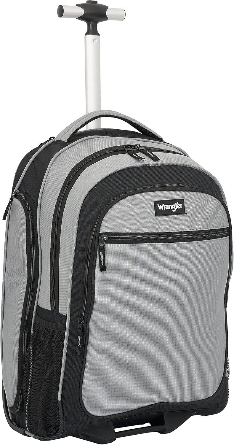 Wrangler Travel Duffel or Backpack Dobson Set, Charcoal, 19" Rolling Backpack