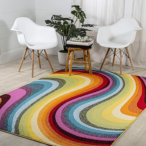 Miniatura 5 de Eyely CZD100A-8 Dazzle Flow - Alfombra de interior con diseño de remolinos abstractos para niños y novedosa moderna clásica transicional,