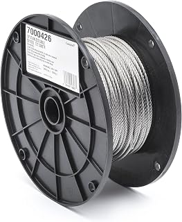 CAMPBELL Stainless Steel 316 Wire Rope on Reel, 7x7 Strand Core, 1/8-Inch Bare OD, 250-Feet Length, 340-Pound Breaking Strength - 7000426