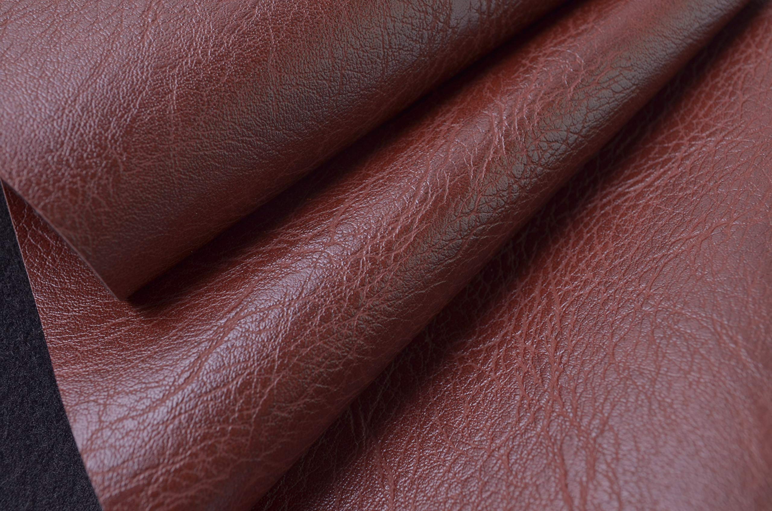 Wento - Tela gruesa de piel sintética de 3 yardas, café rojo, sólido, 54 x 108 pulgadas, poliuretano/algodón, transpirable y duradera