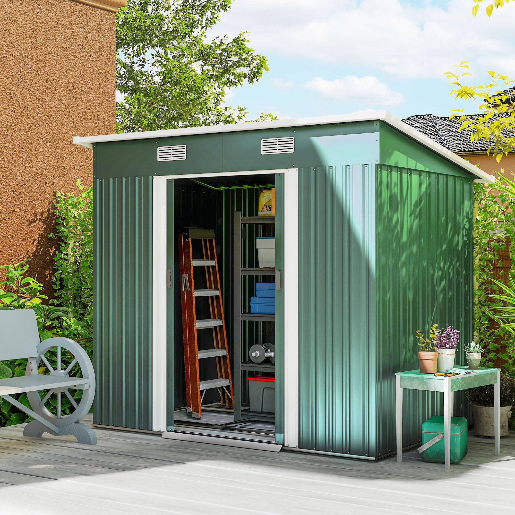 Sanon　0724 Amazon.com : Outsunny 7' x 4' Outdoor Storage Shed, Garden