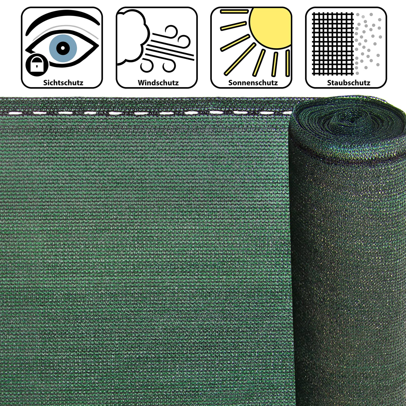 BB Sport Malla ocultacion Pantalla de privacidad 150 g/m² Valla Pantalla Incl. Cuerda de Nylon Resistente a los Rayos UV a Prueba de rasgaduras Viento, Tamaño:1.5m x 20m, Color:Verde