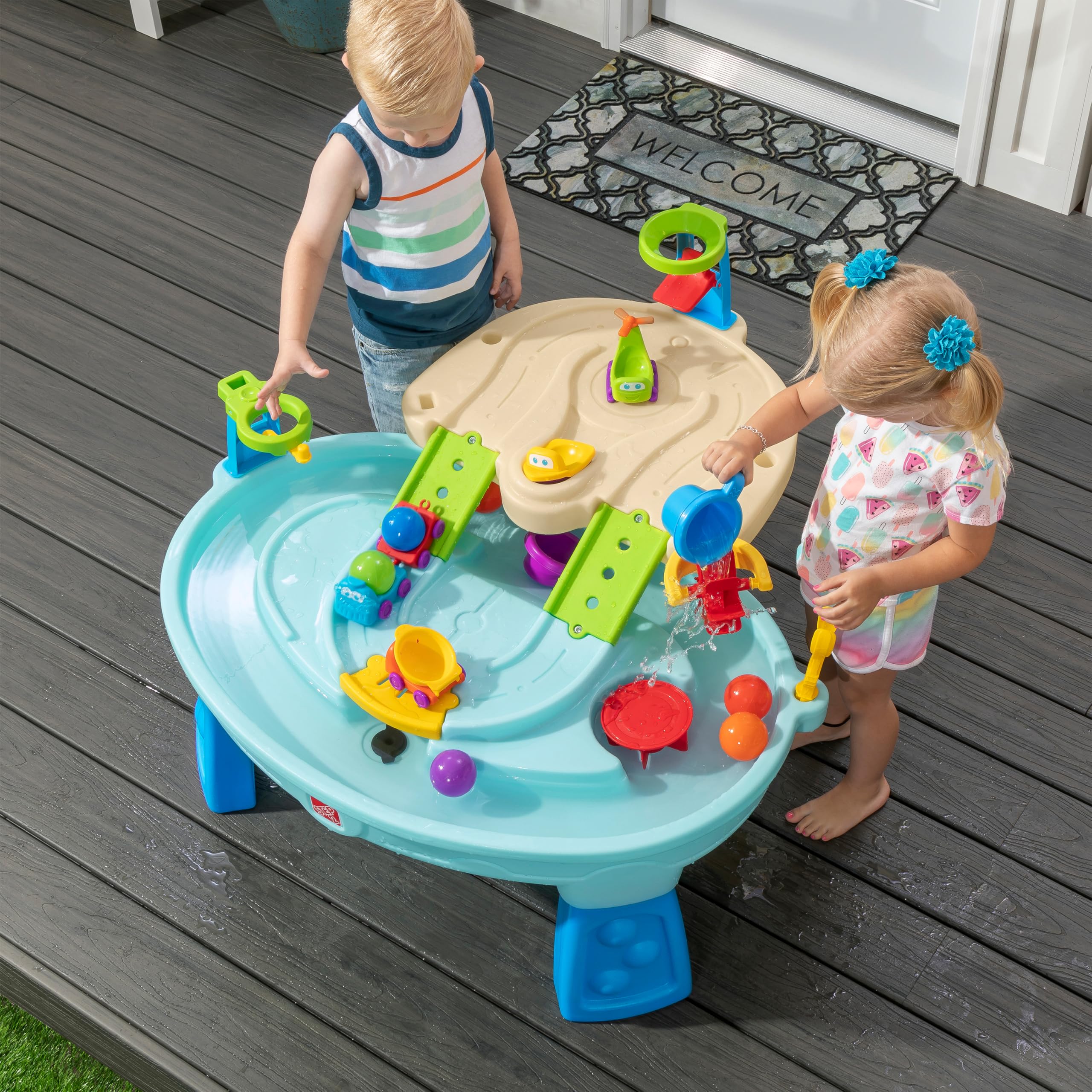 Step2 Ball Buddies Mesa de Juego acuatica con Pelotas | Mesa de Agua con Juego de Accesorios de 23 Piezas | Mesa de Juego acuatica de Jardin para ninos o Mesa de Pelotas de Interior.