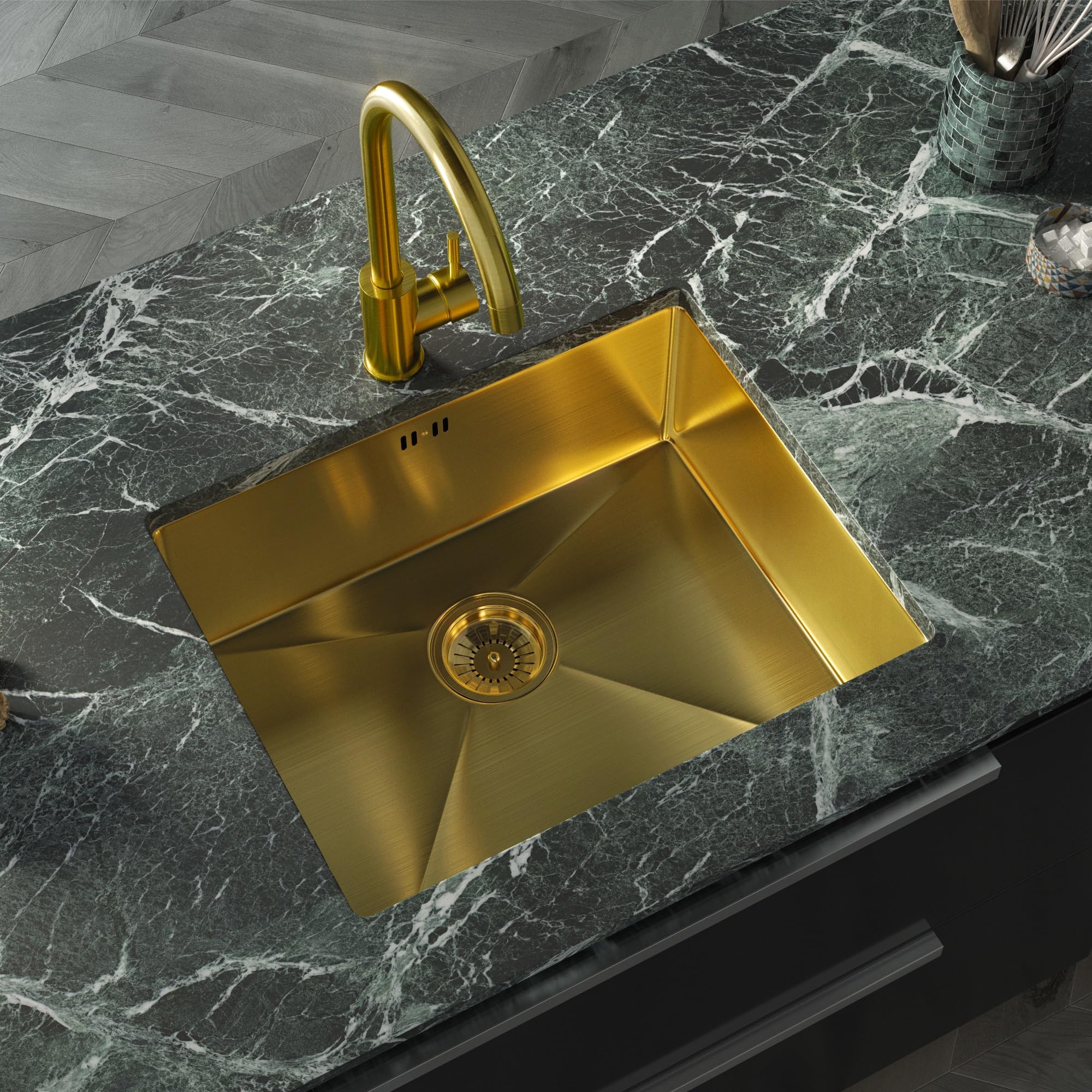 Liquida Brushed Gold El540bg 1.0 Bowl Undermount Kitchen Sink With Waste