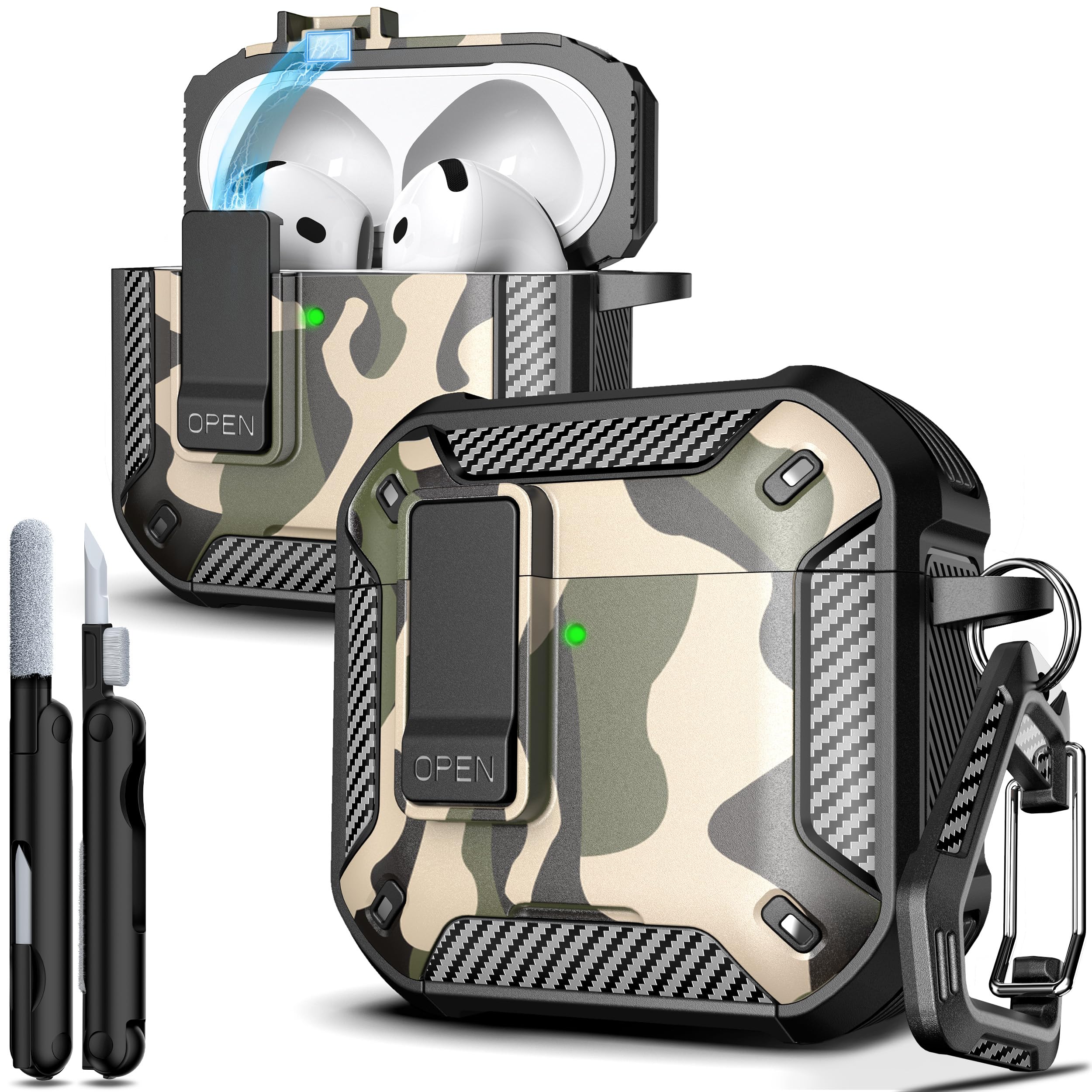 R-fun Compatible con AirPods Pro 2 Gen (Cubierta Auto emergente) con Kit de Limpieza, para Airpods Pro 2/1 Gen (2023/2022/2019), para Estuche Airpods Pro (USB-C/Lightning),Negro — view 33