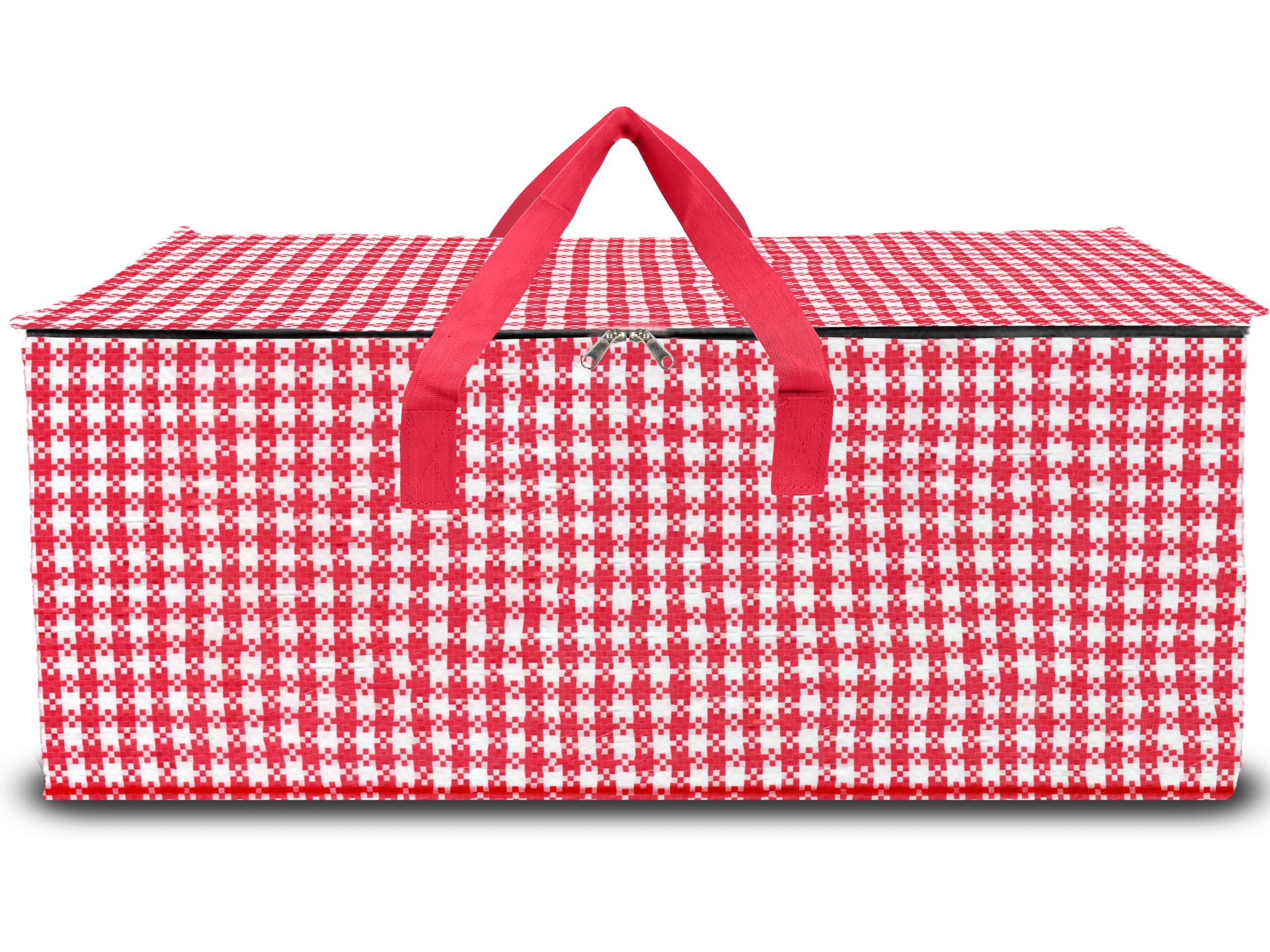 Shalimar Foldable Under Bed Storage Bags/Duffle Bags for Travel/Moving Bags/Wardrobe Organizer Bags | Comfortable Handles | Water Resistant | 28.5Lx13.5Wx13.5H Inches | Pack of 1 - Red/White