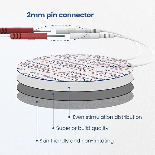 Miniatura 4 de TensCare Almohadillas de repuesto ovaladas TENS de 1 x 2 pulgadas, 1 paquete de 4 electrodos, almohadillas reutilizables sin látex de 0.079 in para