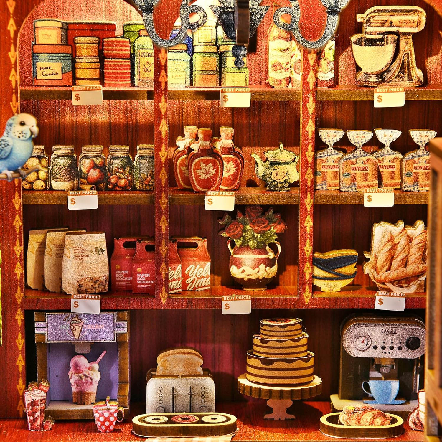 Book Nook Kit, Book Nook Kits for Adults DIY Booknook Model Build, DIY 3D Wooden Puzzle Bookend Booknook Bookshelf Insert Miniature Dollhouse Kit for Home Decoration