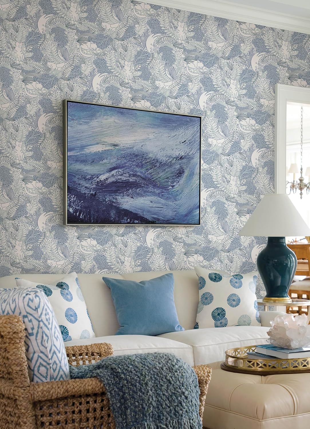 NuWallpaper Botanical Blue Gato Garden Novelty Peel & Stick Wallpaper