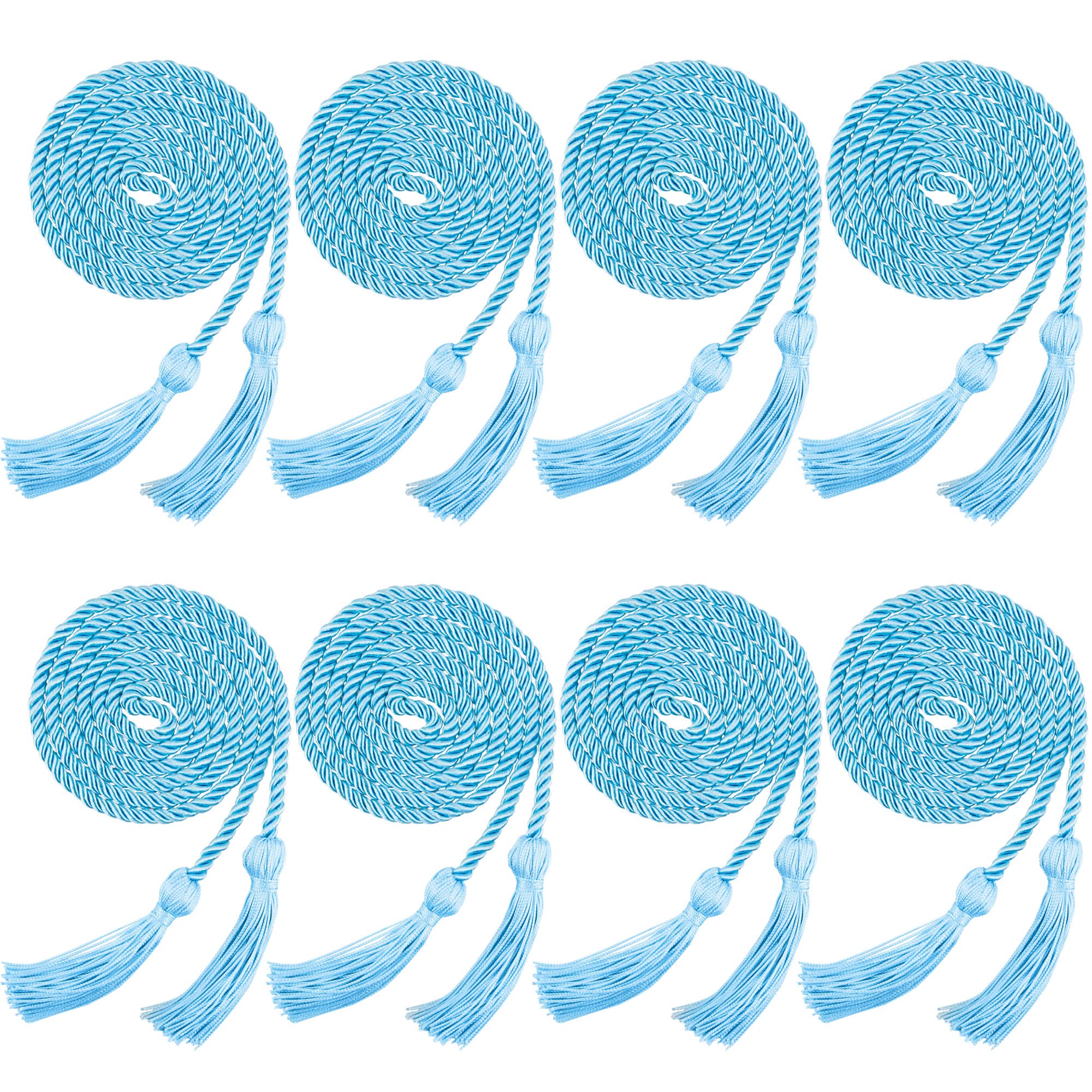 Trounistro 8 Pieces Graduation Cords Yarn Honor Cords with Tassel for College Graduation Students (Sky Blue)