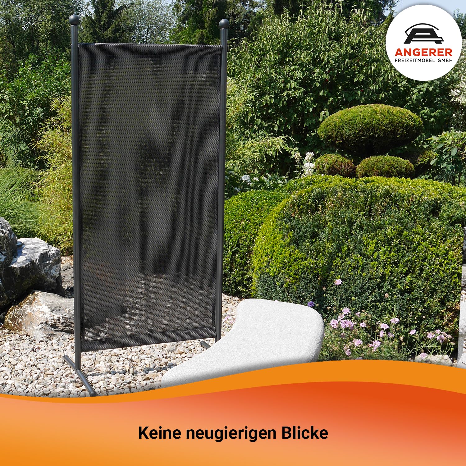 ANGERER Stellwand 178 x 178 cm, dunkelgrau | Raumteiler, Raumtrenner, für Schatten auf Balkon, Bezug aus wetterfestem Textilene-Gewebe, Made in Germany