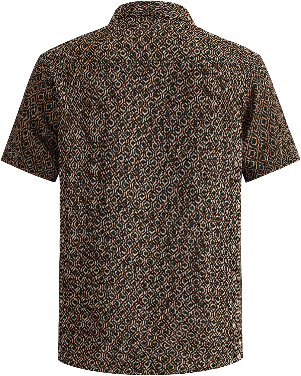 Men‘s Hawaiian Shirts Short Sleeve Retro Geometric Button Down Pocket Casual Vacation Shirt - Image 4