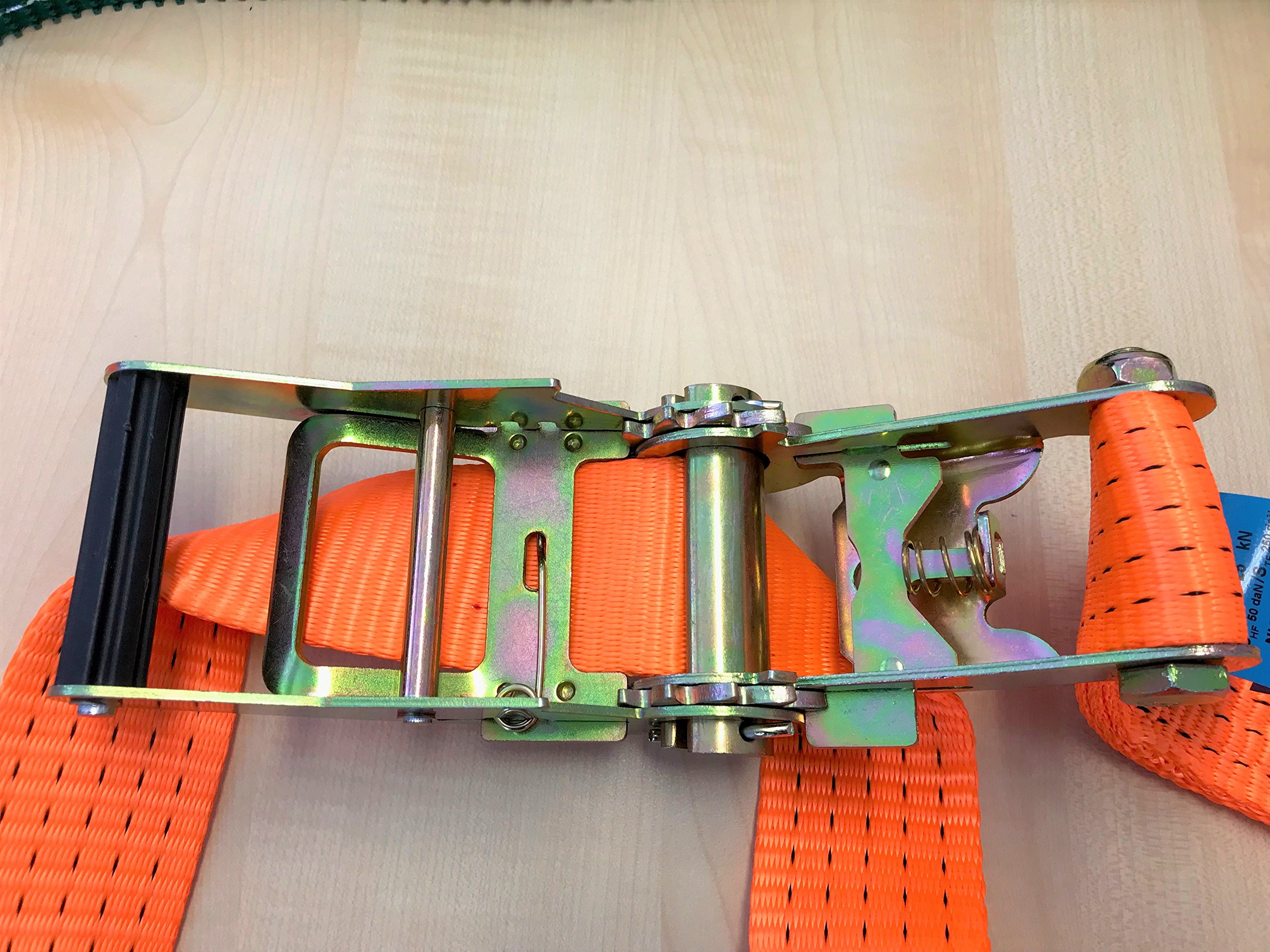 Lot de 4 sangles d'arrimage 50 mm pour voiture et sécurité de roue 2500/5000 daN
