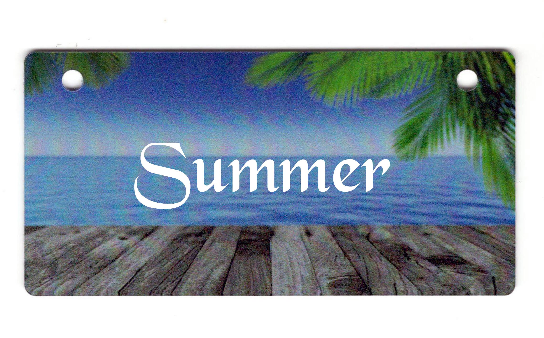 Personalized Pet Crate Tags 5x2½ inches - Customize - Choice of 21 Unique Designs (Tropical View Design)