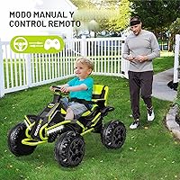 Vista 6 de ANPABO Juguetes de Montar 24V 4x4 para Niños Grandes de 3-12 Años Verde - Motores 4x200W, 5MPH, Asiento Ancho Ajustable, Control Remoto Parental