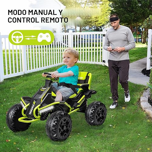 Miniatura 6 de ANPABO Juguetes de Montar 24V 4x4 para Niños Grandes de 3-12 Años Verde - Motores 4x200W, 5MPH, Asiento Ancho Ajustable, Control Remoto Parental,