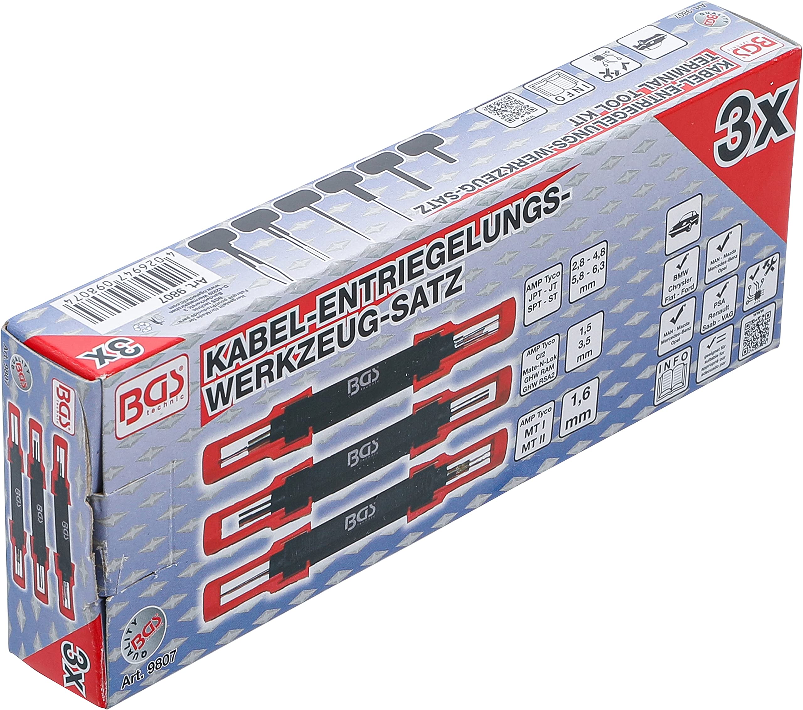 BGS 9807 | Set di utensili per sbloccaggio cavi | universale | 3 pz.