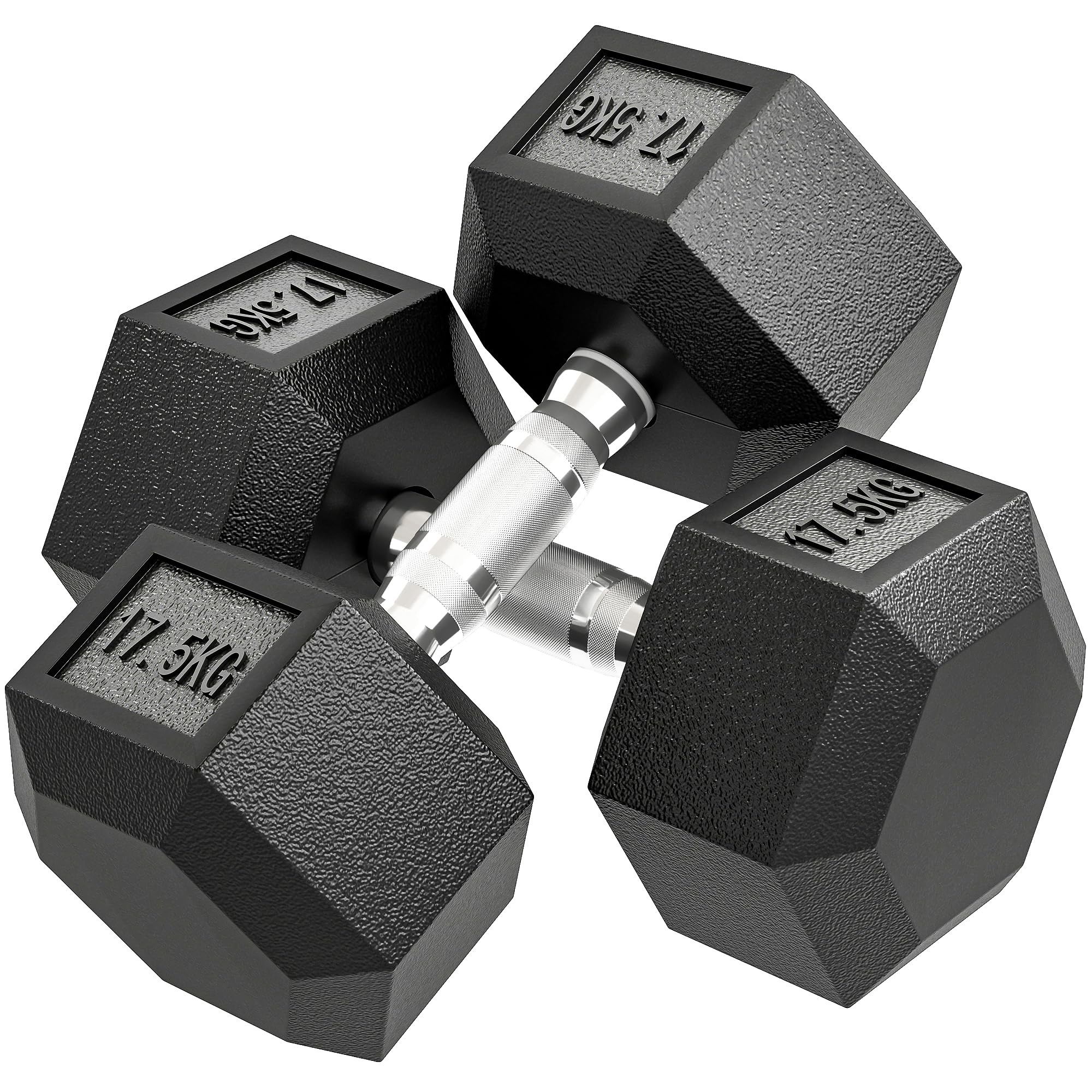 HOMCOM 2x17.5KG Rubber Hex Portable Hand Weights Dumbbell Home Gym Workout Fitness Hand Dumbbell