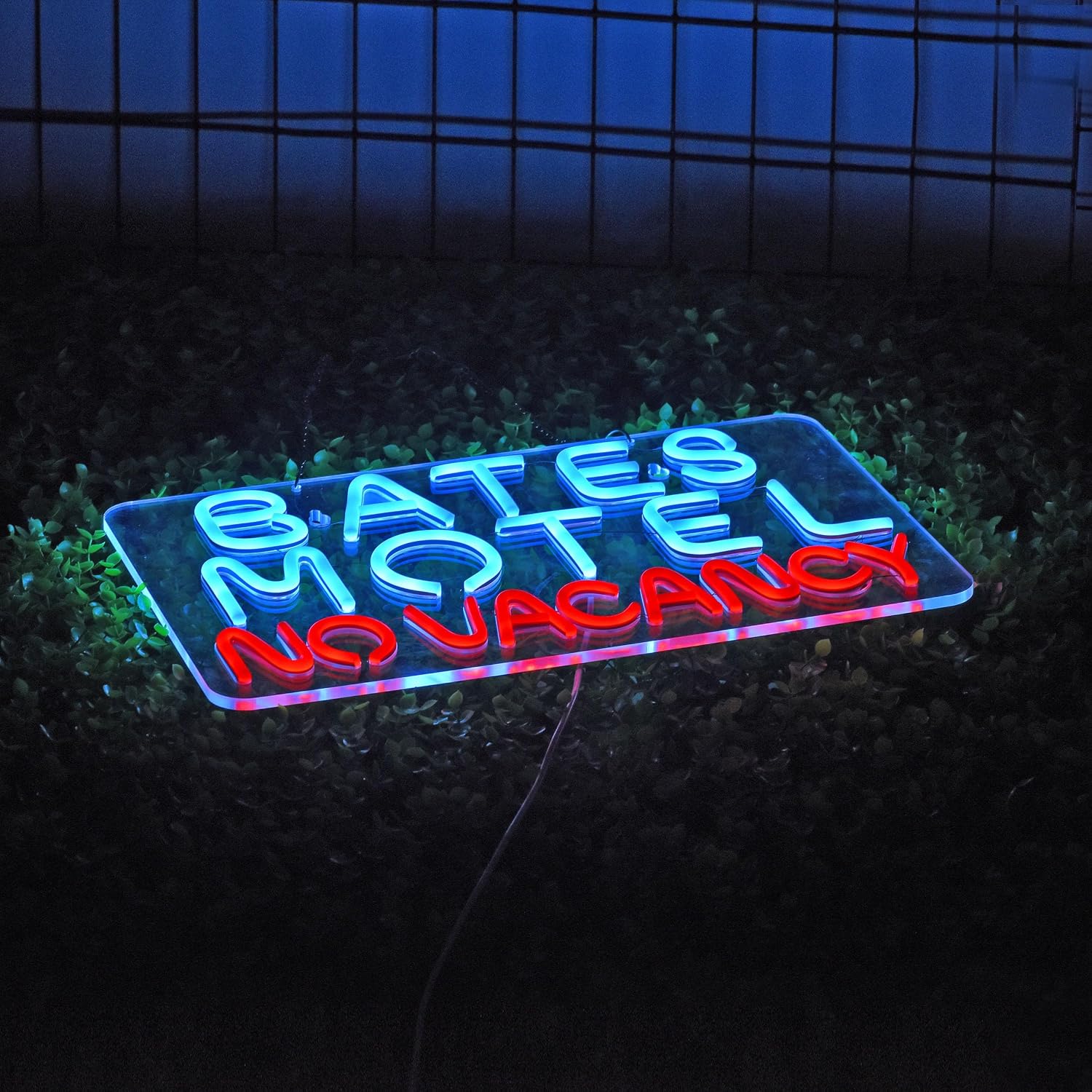 bneonate led neon sign, dimmable motel neon signs for wall decor, usb powered no vacancy neon light for beer pub club office party art lights blue+red