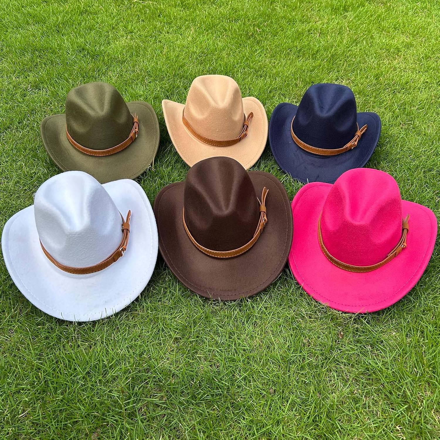 Toddler Baby Cowboy Hat, Boys Girls Cowgirl Hat with Leather Hatband, Wide Brim Infant Kids Western Cowboy Hat - Image 5