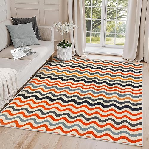 Miniatura 9 de Alfombras abstractas para sala de estar 8x10 - Alfombra abstracta, alfombra de 4x6, alfombra de área geométrica multicolor de estilo pop art,