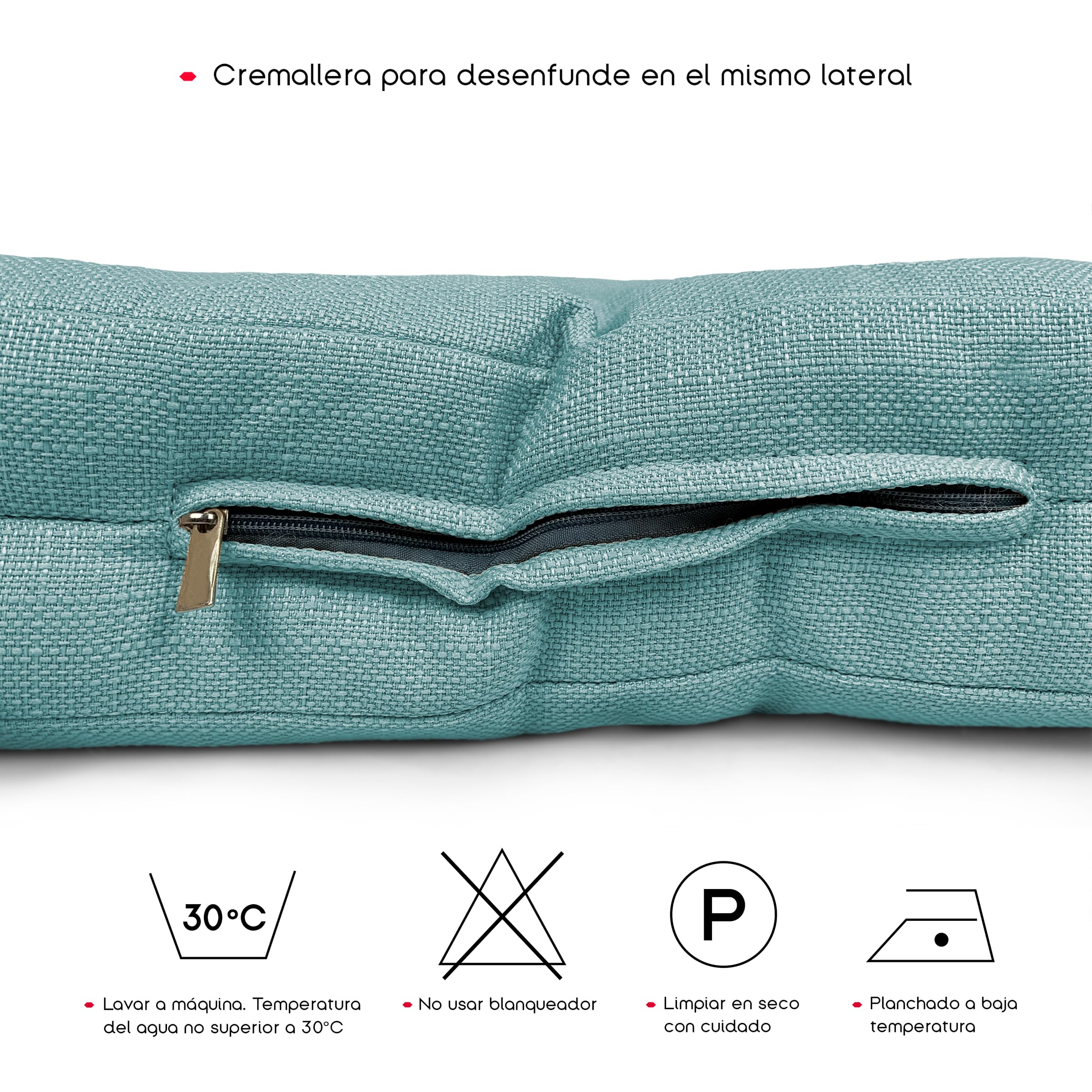 TIENDA EURASIA – Cojín de Suelo Cuadrado | Acolchado | Poliéster | Cojines de Suelo | Medidas 60x60x10 cm | Cojines Exterior Jardín | con Asa de Transporte y Cremallera (Turquesa)