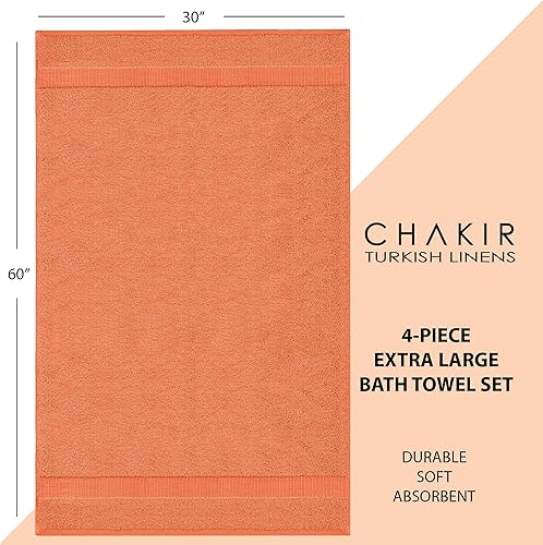 Vista 201 de Chakir Turkish Linens - Toallas de baño turcas de 100% algodón (35 x 70 pulgadas, toallas de baño grandes, color rosa)