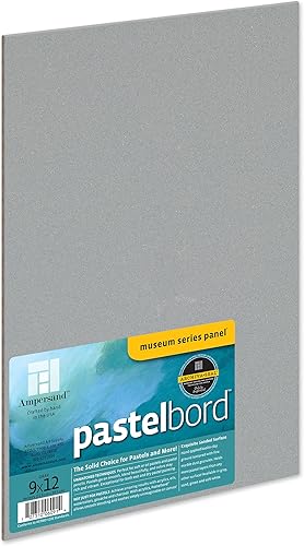 Ampersand Art Supply Panel de pintura pastel Serie Museo Pastelbord, gris, perfil plano de 18 pulgadas, 9x12