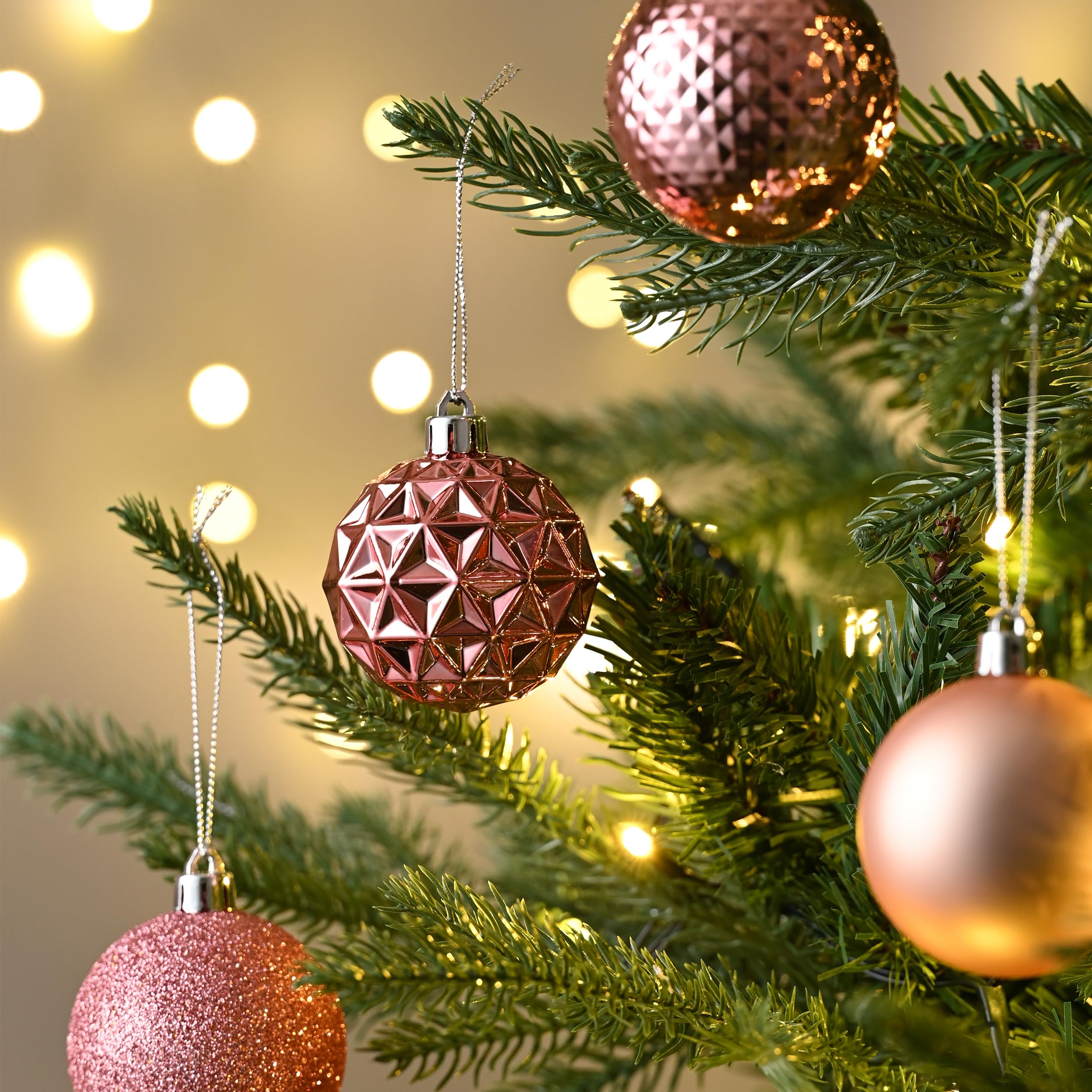 Valery Madelyn Lot de 50 Boules de Noël incassables pour Sapin de Noël, 6,9 cm, élégantes Roses à Suspendre pour décoration de fête de Noël