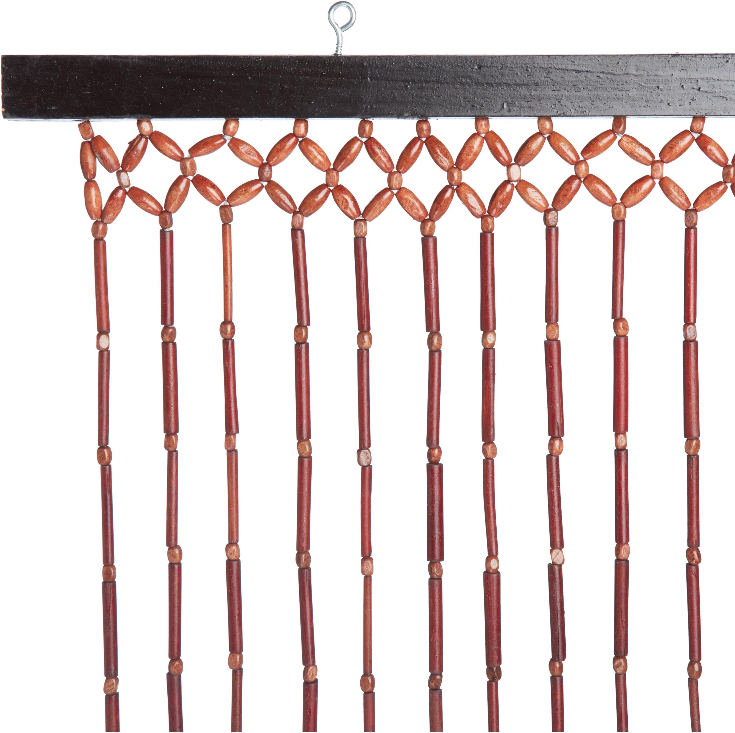 Hudson Street Wooden Beaded Door Curtain, Bamboo Mahogany