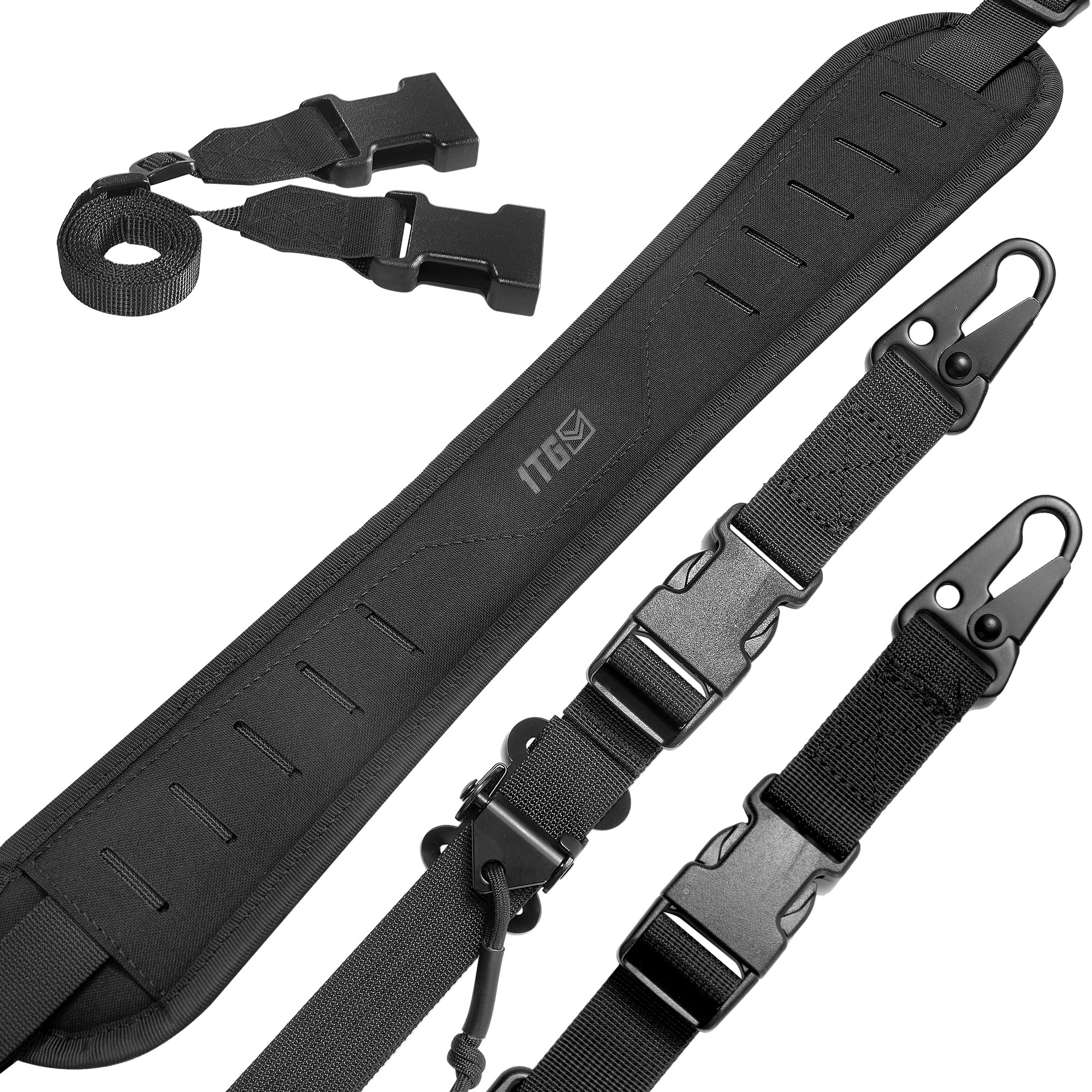 1TG Tactcial Cinghia a 2 punti, cinghia per fucile, cinghia tattica regolabile rapidamente con corda per fotocamera, spallacci allargati antiscivolo per gli sport all'aria aperta